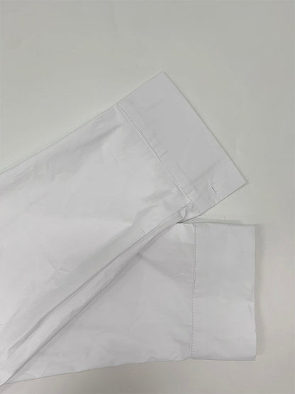 A-Line High-Low Buttoned Pockets Printed Split-Side Stand Collar Blouses&Shirts Tops