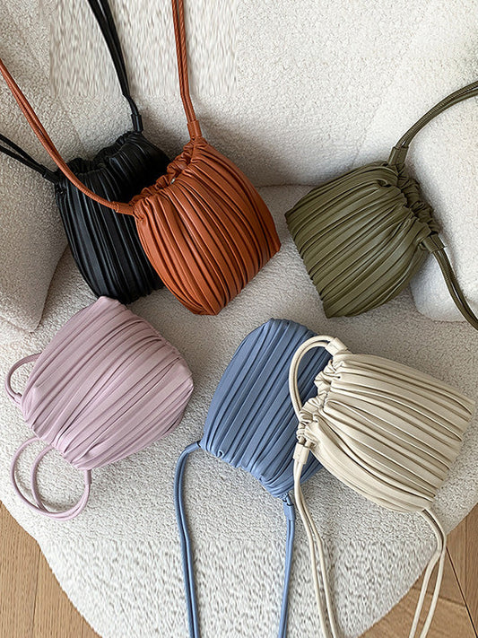 Drawstring Pleated Split-Joint Crossbody Bags