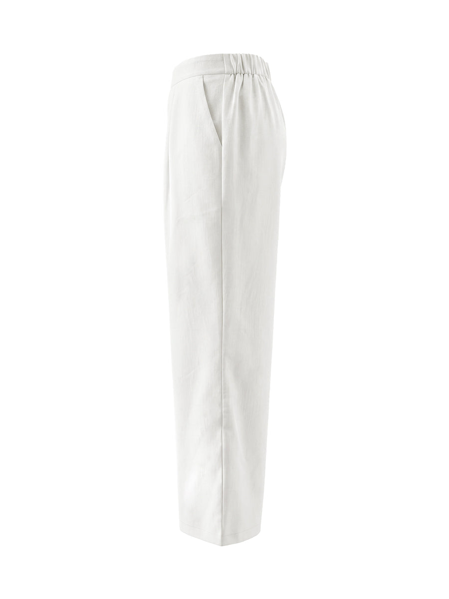High Waisted Loose Pockets Solid Color Pants Trousers