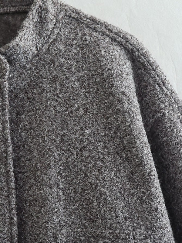 Long Sleeves Loose Split-Joint Round-Neck Outerwear