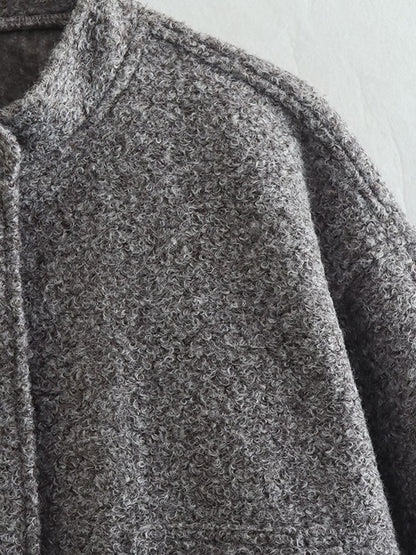 Long Sleeves Loose Split-Joint Round-Neck Outerwear