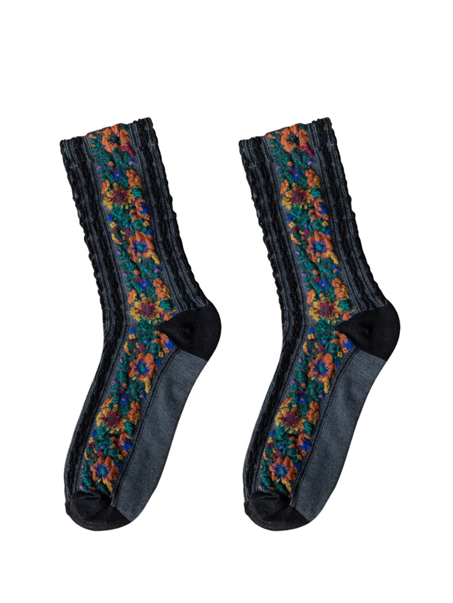 Retro Floral Jacquard Socks