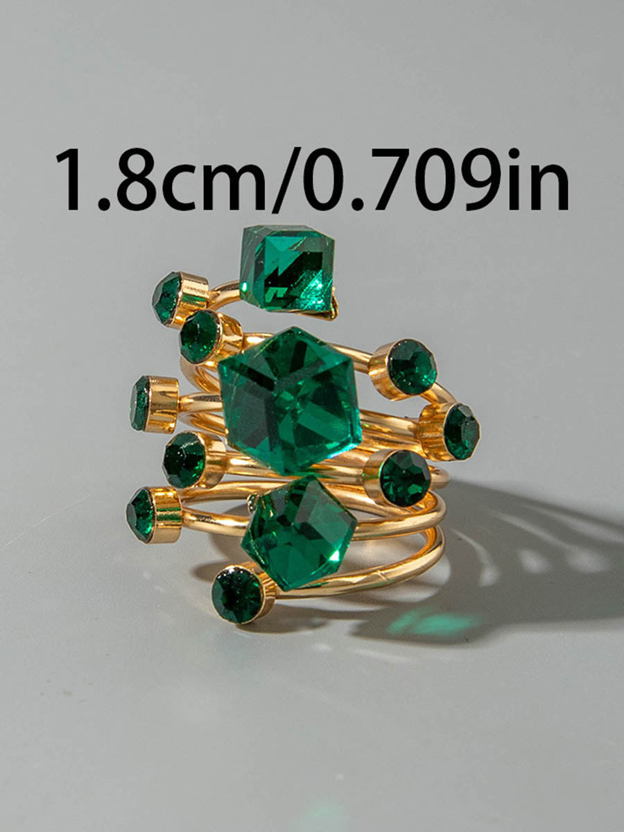 Geometric Rhine Stones Rings Accessories