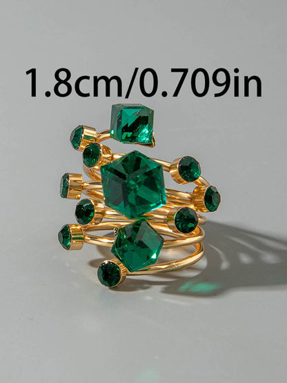 Geometric Rhine Stones Rings Accessories