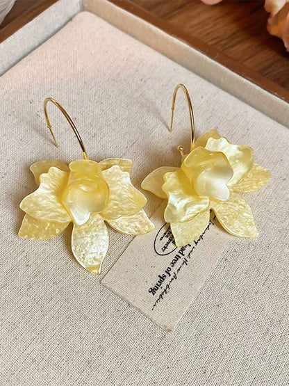 Flower Shape Solid Color Earrings Accessories