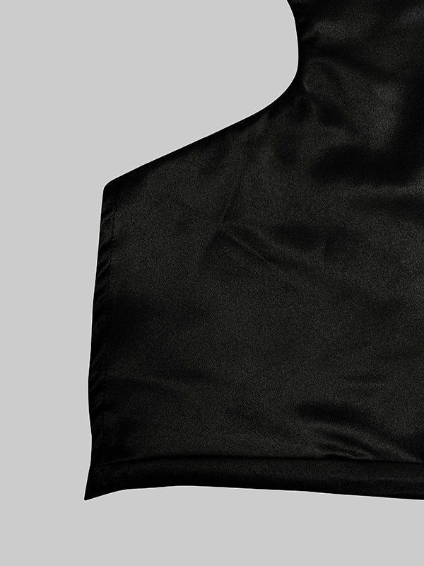 Loose Sleeveless Solid Color Off-The-Shoulder Vest Tops + Pants Bottoms Two Pieces Set