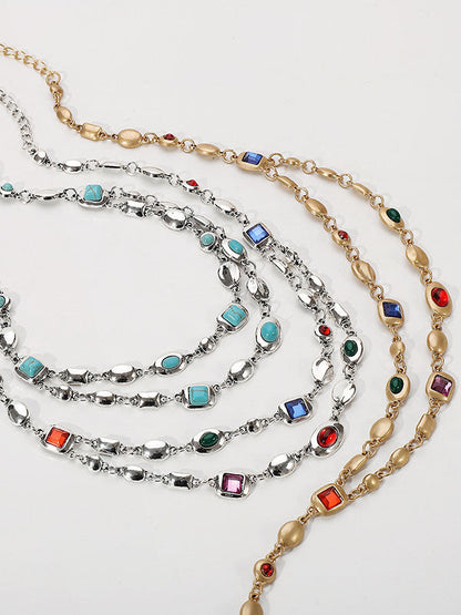 Double Layered Geometric Necklaces Accessories