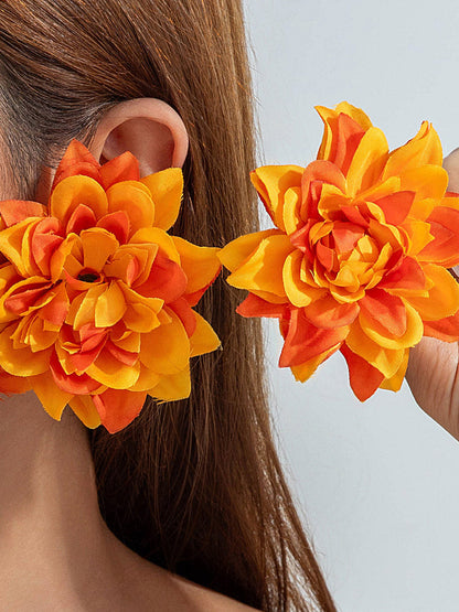 Solid Color Flower Shape Earrings Accessories