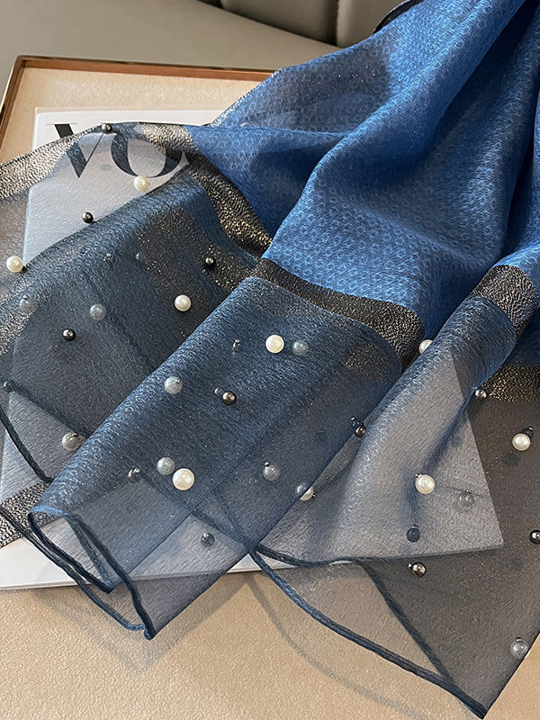 Sun-Protection Beaded See-Through Shawl&Scarf