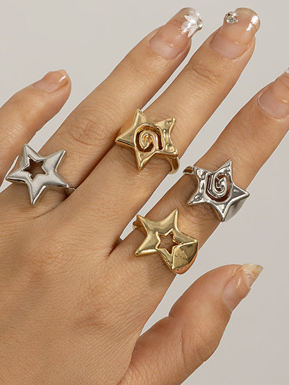 Normcore Hollow Star Shape Rings Accessories