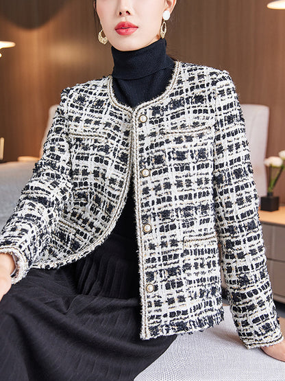 Long Sleeves Buttoned Split-Joint Round-Neck Outerwear