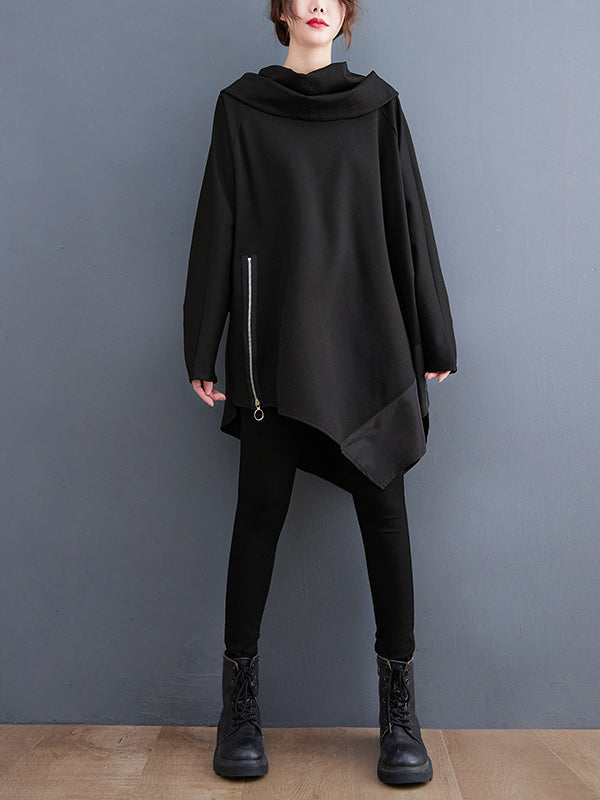 Original Loose Irregular Zipper Long Sleeves Sweatshirt