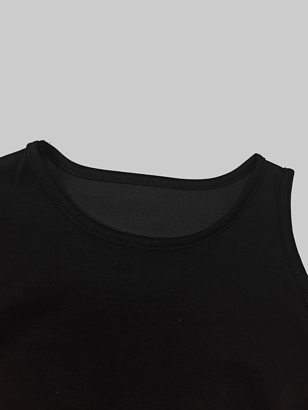 High-low Loose Asymmetric Solid Color Split-side Round-neck Maxi Dresses