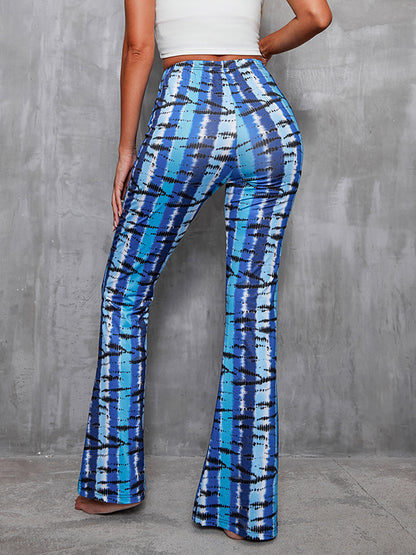 High Waisted Skinny Elasticity Printed Split-Joint Pants Trousers