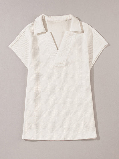 Loose Short Sleeves Solid Color V-Neck T-Shirts Tops