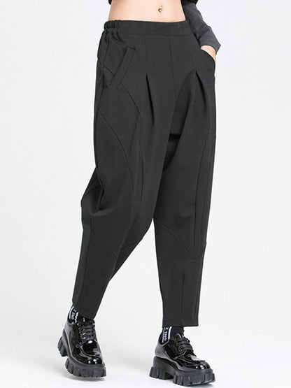 Simple Harem Pants Loose Elasticity Solid Color Casual Pants Bottoms