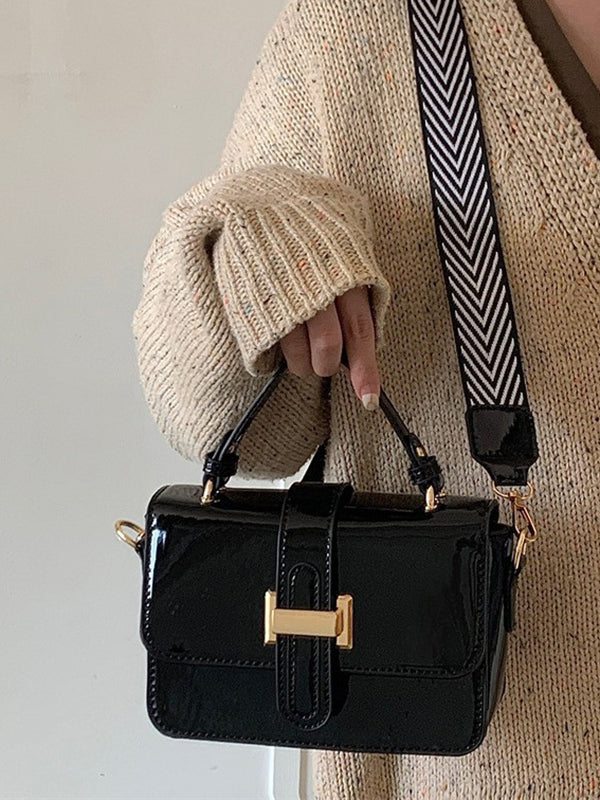 Belt Buckle Shiny Split-Joint Bags Crossbody Bags Handbags