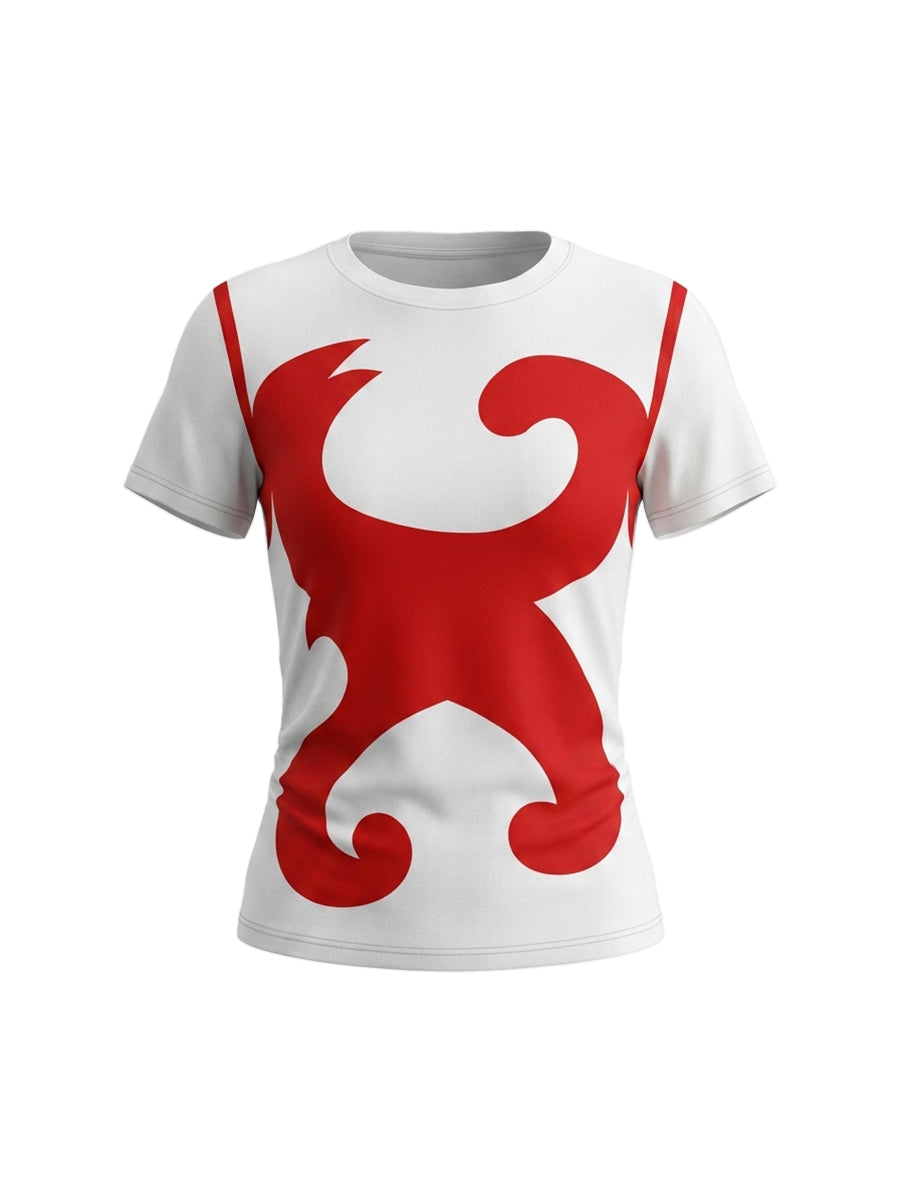 Short Sleeves Contrast Color Printed Round-Neck T-Shirts Tops