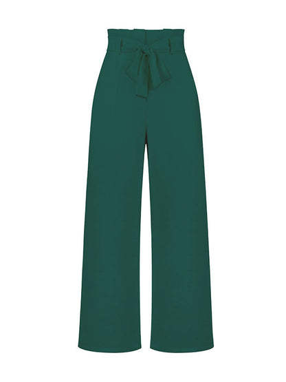 Simple Loose Wide Leg Solid Color Casual Pants Bottoms