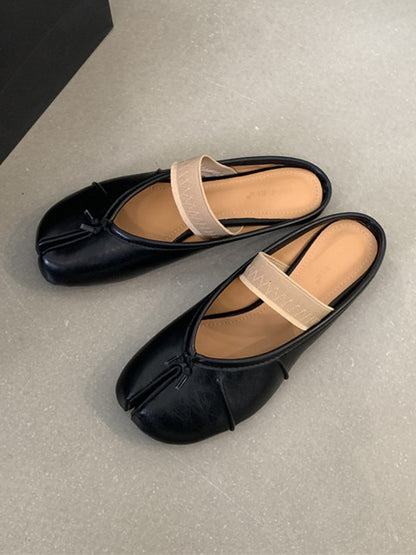 Elasticity Shallow Cut Split-Joint Split-Toe Flat Shoes Slippers&Mules