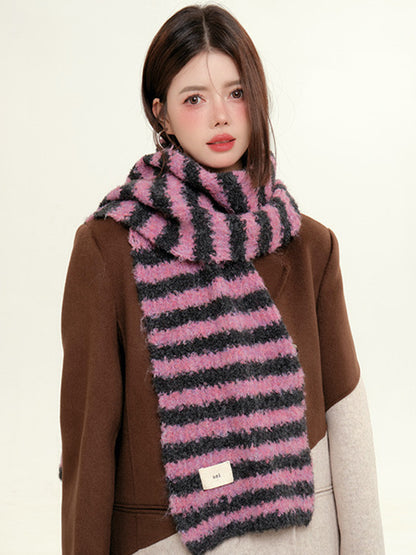 Contrast Color Keep Warm Striped Shawl&Scarf