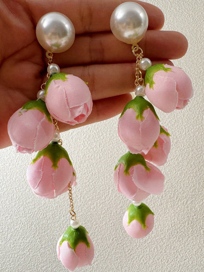 Tasseled Flower Shape Drop Earrings