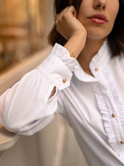 Long Sleeves Ruffled Split-Joint Round-Neck Blouses&Shirts Tops