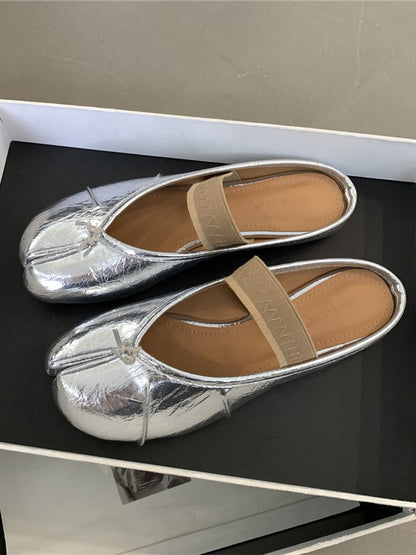 Elasticity Shallow Cut Split-Joint Split-Toe Flat Shoes Slippers&Mules