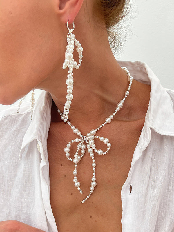 Bowknot Drop Earrings + Necklaces Accessories