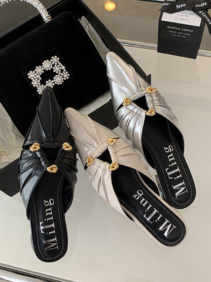 Hollow Pointed-Toe Split-Joint Sandals Slippers&Mules