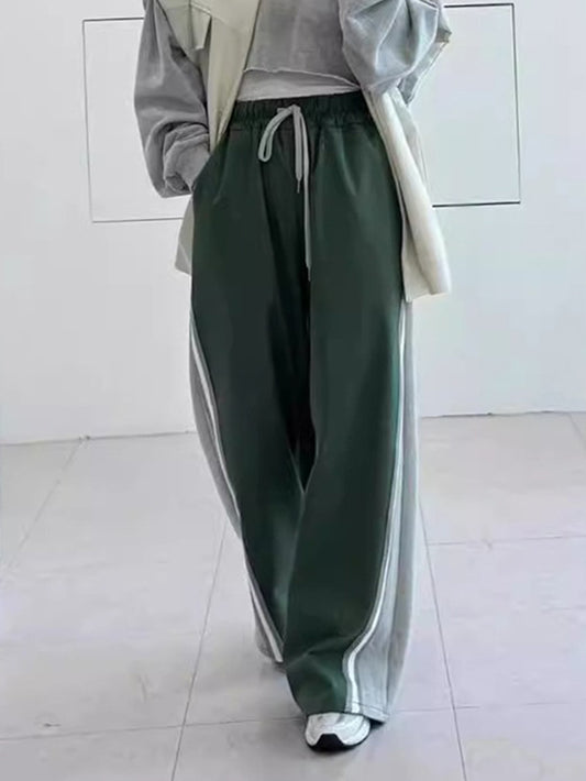 High Waisted Loose Drawstring Elasticity Split-Joint Pants Trousers