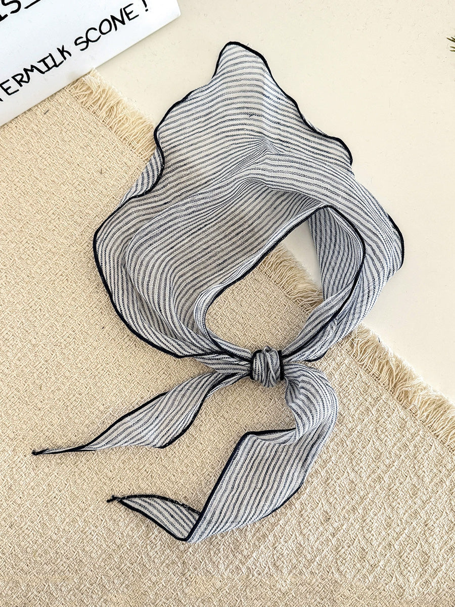 Women Summer Stripe Plaid Soft Triangle Scarf