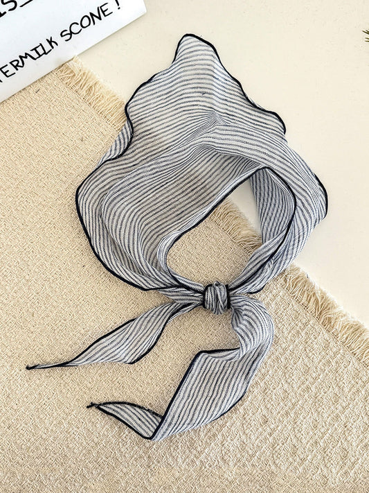 Women Summer Stripe Plaid Soft Triangle Scarf