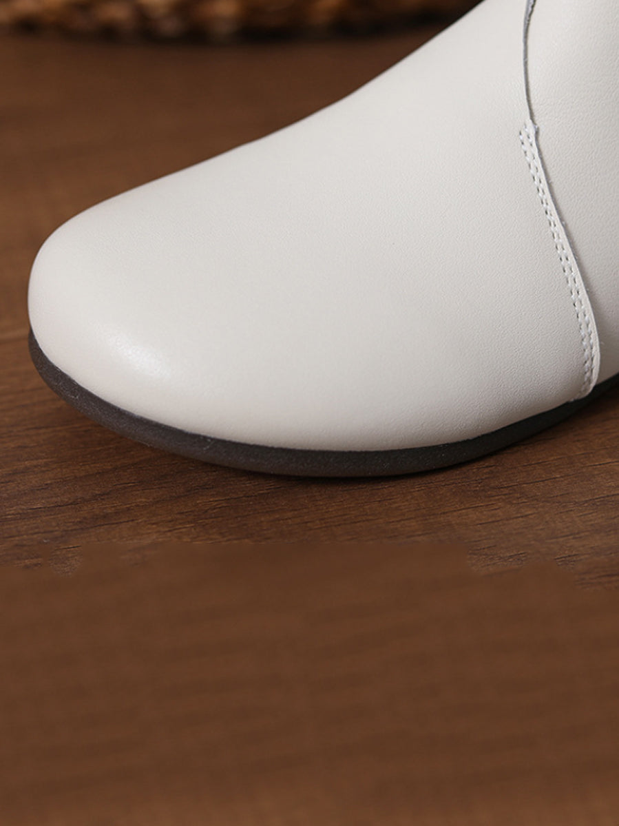 Women Casual Genuine Leather Spliced Ankle Boots