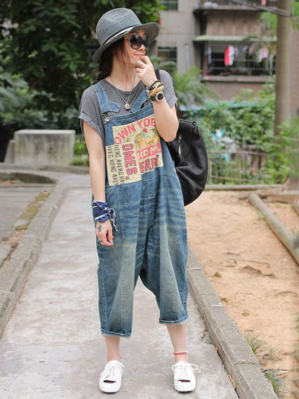 Women Casual Loose Jumpsuits Denim Overalls