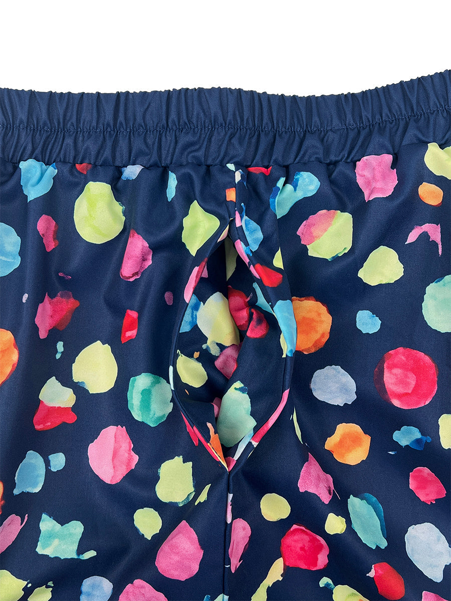 High Waisted Wide Leg Contrast Color Elasticity Pockets Polka Dot Pants Trousers
