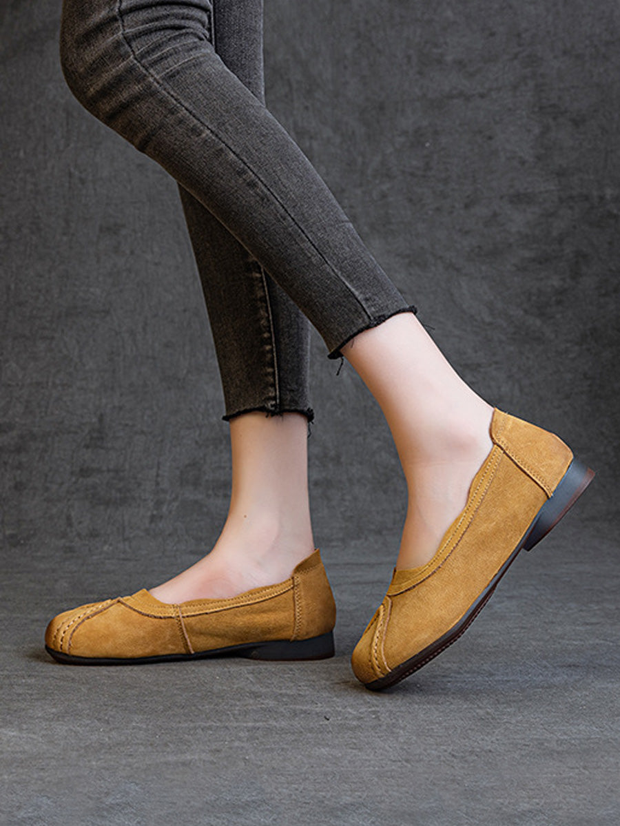 Women Summer Retro Genuine Leather Spliced Shoes