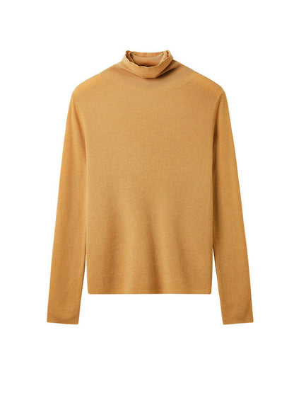 Long Sleeves Skinny Solid Color High-Neck Knitwear Pullovers Sweater Tops