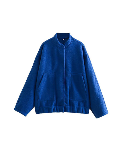 Long Sleeves Loose Split-Joint Round-Neck Outerwear