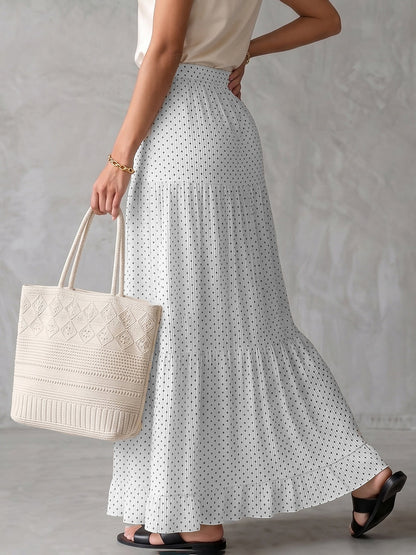 A-Line High Waisted Contrast Color Pleated Polka Dot Skirts Bottoms