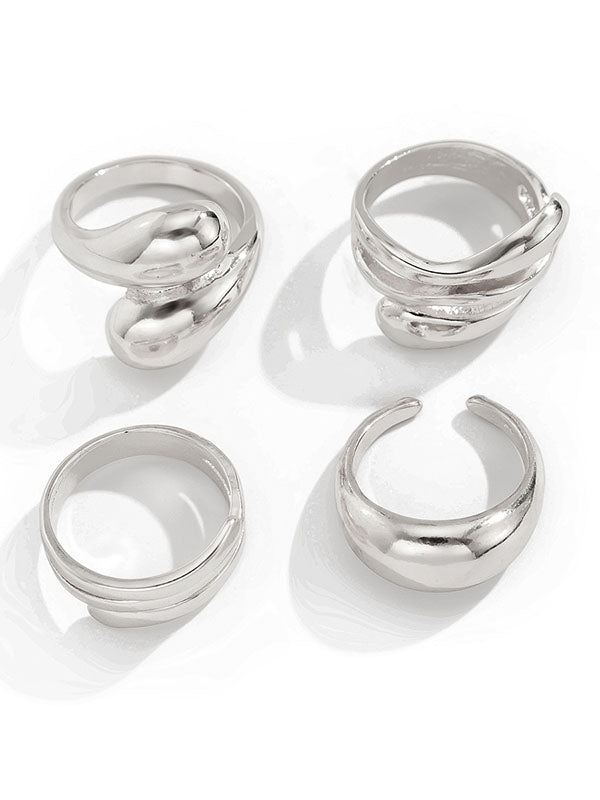 Geometric Solid Color Rings Accessories