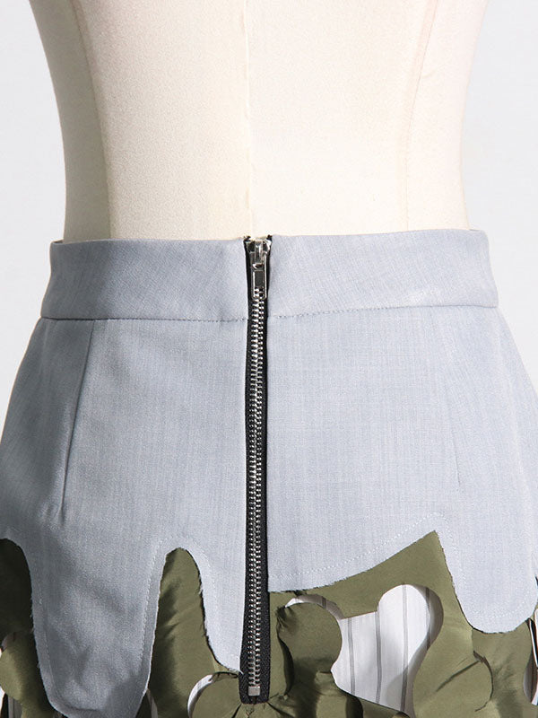 High Waisted Loose Asymmetric Split-Joint Split-Side Zipper Skirts Bottoms