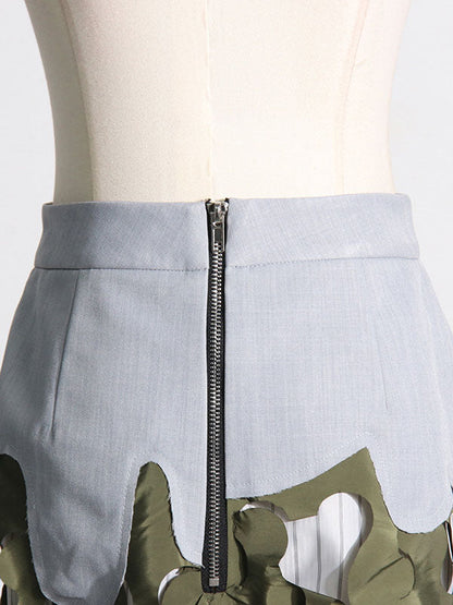 High Waisted Loose Asymmetric Split-Joint Split-Side Zipper Skirts Bottoms