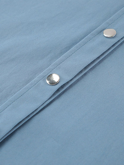 Long Sleeves Loose Pleated Split-Joint Lapel Blouses&Shirts Tops