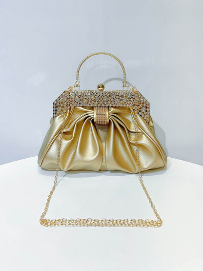 Chains Pleated Rhine Stones Split-Joint Evening Bags & Clutches Handbags