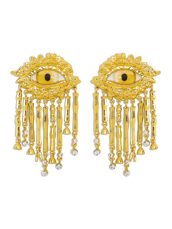 Eye Shape Geometric Tasseled Drop Earrings Earrings Accessories