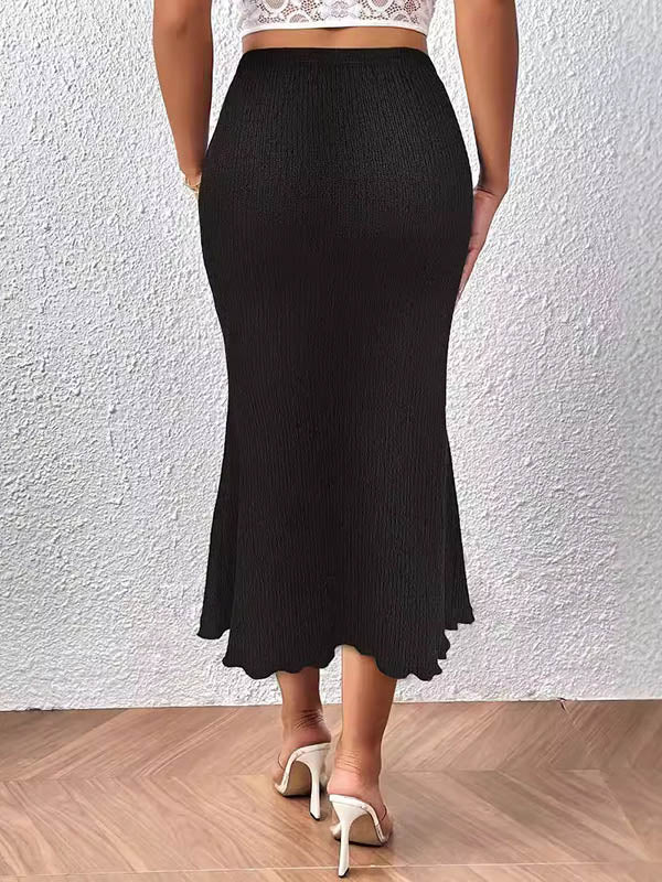 High Waisted Loose Elasticity Solid Color Skirts