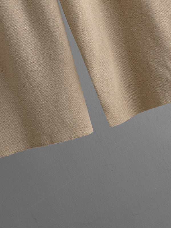 High-Low Contrast Color Split-Side V-Neck Sweater Tops + Elasticity Pants Trousers Two Pieces Set