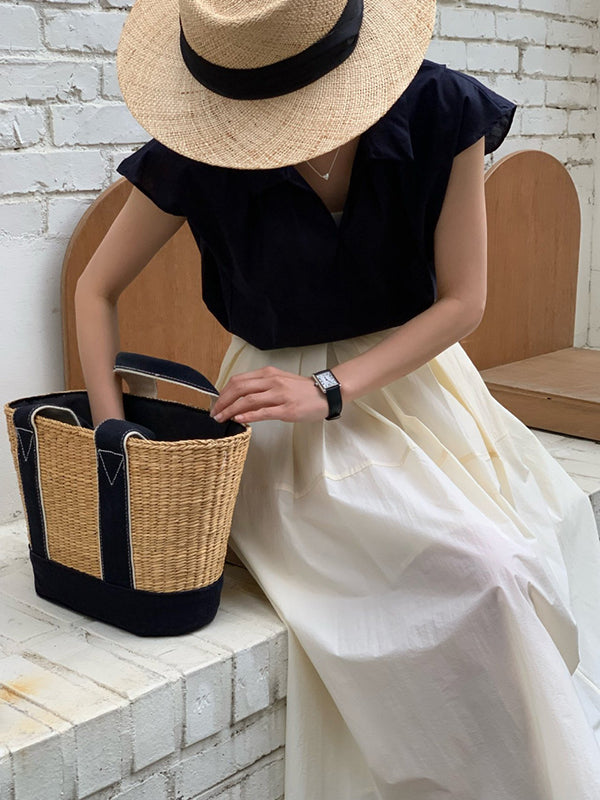 Cap Sleeve Loose Solid Color Lapel Blouses&Shirts Tops