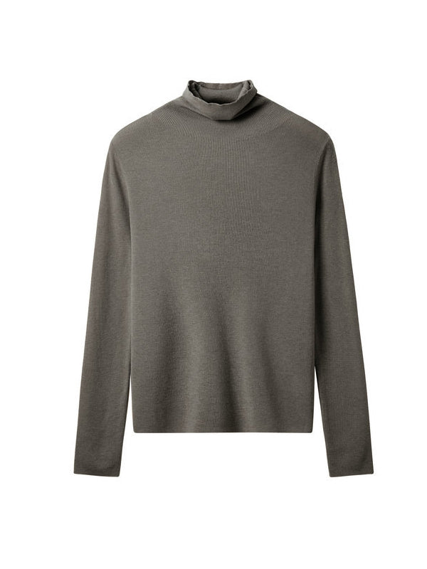 Long Sleeves Skinny Solid Color High-Neck Knitwear Pullovers Sweater Tops